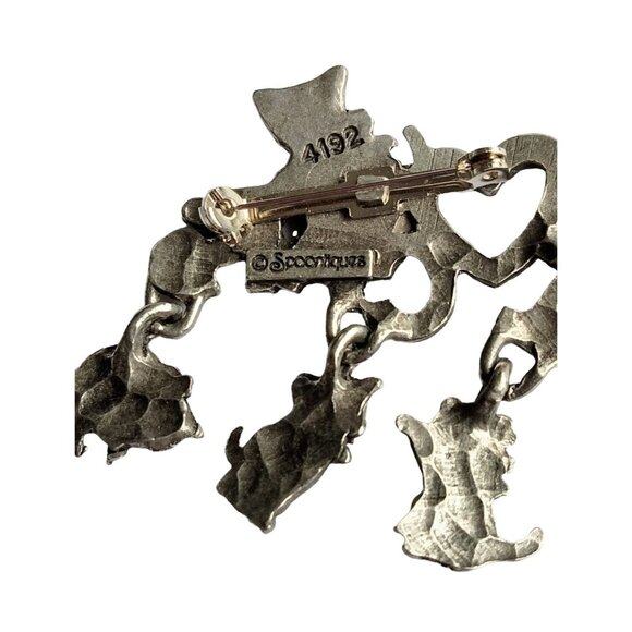 Spoontiques Pin Art I Love Cats Brooch Dangle Kittens Signed Numbered 4193 - Picture 2 of 6